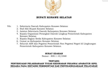 Pemkab Konawe Selatan Berlakukan Sistem Kerja WFO dan WFH